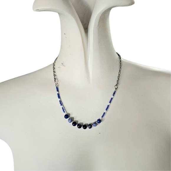 NWT Handmade Necklace featuring Blue Sodalite Beads - Picture 2 of 7